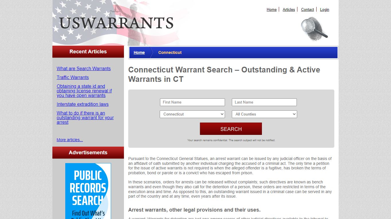 Connecticut Warrant Search – Outstanding & Active Warrants in CT